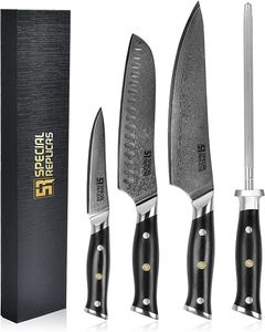 Sada ostrých damaškových nožů (11, 19, 21 cm) s diamantovým brouskem - Damaškový nůž - Profesionální kuchařský nůž - 67 vrstev damaškové oceli - Nůž v japonském stylu - Sada nožů s dárkovou krabičkou