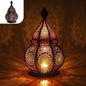GADGY® Orientalische Lampe Metall - Marokkanisches Windlicht mit Schatteneffekt - Orientalische Deko handgemacht 36 cm - Ramadan Dekoration innen und außen