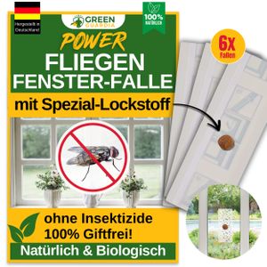 Fenster Fliegenfalle mit Spezial-Lockstoff – 6x Fallen – Wirksam Fliegen bekämpfen am Fenster, Fliegenfalle Innenbereich, Fliegenfalle Klebefalle