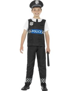 Polizist-Kinderkostüm schwarz/weiss