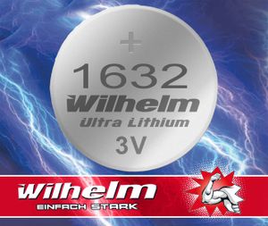 1 x CR1632 WILHELM Blister Lithium Knopfzelle 3V 140 mAh ø16 x 3,2 mm Batterie DL1632