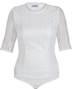 Marjo - Damen Trachten Body Bluse halbarm, Evina-Nova Body (978400-020037), Größe:46, Farbe:Off White (3497)