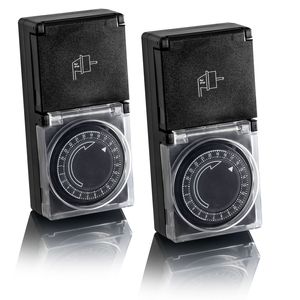 2x Zeitschaltuhr Außen IP44 analog mechanisch, 24h Timer, für Steckdose SEBSON