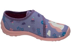 Fischer Kinder Hausschuh Mädchen Einhorn Print Klettverschluss 632331, Größe:33 EU, Farbe:Lila