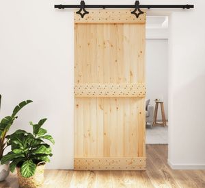 vidaXL Posuvné dvere s kovaním 95x210 cm borovicový masív