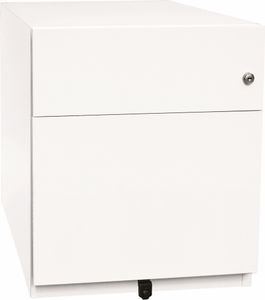 BISLEY Note Rollcontainer mit 2 Schüben aus Metall abschließbar in weiß - Bürocontainer mit Universalschublade & Hängeregistratur, Container mit