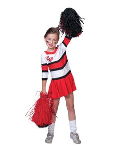 Cheerleader Kostüm Mädchen Rot/Weiß/Schwarz 140