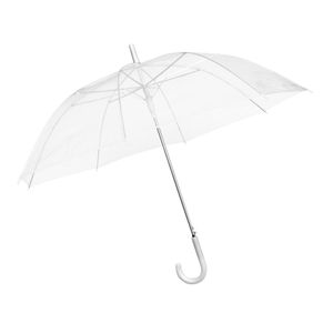 Durchsichtiger Regenschirm transparent, weißer Stockschirm Ø 130cm; Eleganter Regenschirm in transparent - Das Fashion-Highlight