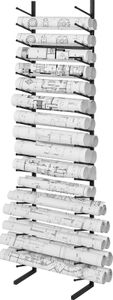 VEVOR Blaupausen-Aufbewahrungsregal, Hängendes Poster-Präsentationsregal mit 16 Ebenen, Vertikaler Blaupausen-Rollenordnerhalter 2 Rollen/Reifen, Rollordner-Aufbewahrungsregal für Blaupausen-Kartenposter