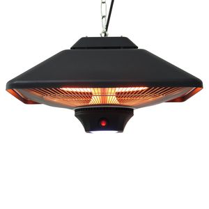 Outsunny Terrassenstrahler Deckenstrahler Heizstrahler mit Fernbedienung LED Beleuchtung, 2000W, 43x43x25cm