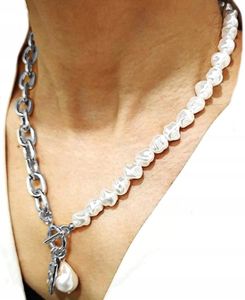 Damen Silber Choker Kette Halskette mit Perlen