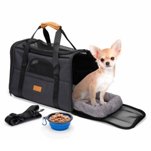 maxxpro Cestovná taška pre psa/kočku - 44 x 31 x 34 CM - Skladacia miska na krmivo/pelech pre zvieratá - popruh cez rameno a rukoväť na prenášanie - do 5 kg - sivá