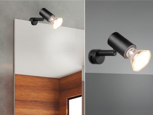 LED Badezimmerlampe Schwarz- Spiegelklemmleuchte mit schwenkbarem Spot dimmbar