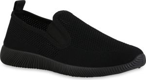 VAN HILL Damen Slip Ons Sportschuhe Sportliche Strick Freizeit Schuhe 841611, Farbe: Schwarz, Größe: 36