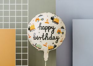 Folienballon Happy Birthday Baustelle 35cm Beige / Bunt