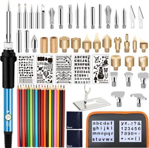 60W Brandmalerei und Lötkolben set, 76pcs Lötset, Holzbrenner Brennkolben, Temperatur Einstellbar 0-450°C,Leder Gravieren/DIY/Kunst Schweißen/Skulptur