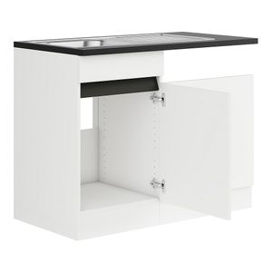 Küchen Spülenschrank Set mit Arbeitsplatte Luca SPGSSET-0+ in weiß matt 110 cm breit