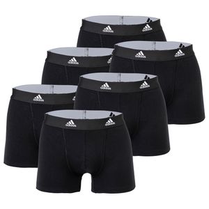 Adidas Herren Boxershorts, 6er Pack - Trunks, Active Flex Cotton, Logo, einfarbig Schwarz L