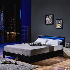 LED Bett ASTRO mit Matratze - Variantenauswahl, Farbe:schwarz, Größe:140 x 200 cm, Ausführung:mit Matratze