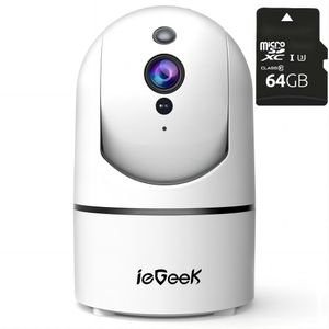ieGeek Überwachungskamera Innen mit 64GB Karte, Babyphone mit Kamera PTZ 360° WiFi Camera, , Auto-Tracking, 2-Wege-Audio, Nachtsichtkamera mit App