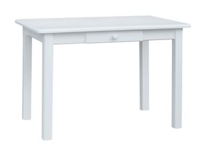 Tisch aus massivem Kiefernholz in der Farbe Weiß mit Schublade 120 x 70 cm