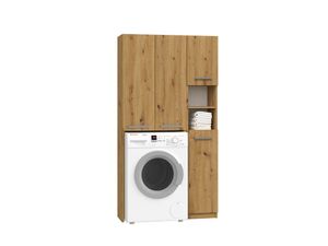 ADGO® Badezimmerset 30x96x183cm Schrank Waschmaschine + Poller Badezimmerregal Artisan Eiche