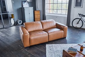 KAWOLA Sofa 3-Sitzer mit Relaxfunktion FINN cognac,  Leder