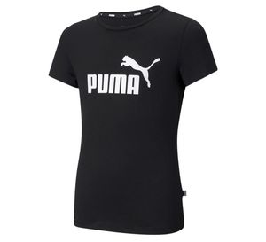 PUMA Mädchen T-Shirt - ESS Logo Tee, Rundhals, Kurzarm, uni Schwarz 152