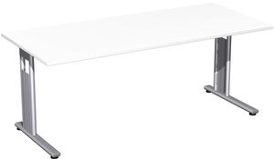 C-Fuß Flex Schreibtisch, gerade, verschiedene Größen und Farben, FarbeNachbildung:Weiß, Größe Tischplatte:180 x 80 cm