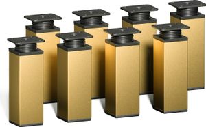 8er Set sossai® moderne Möbelfüße in Gold 120mm höhenverstellbar Schrankfüße Sockelfüße