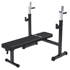 GORILLA SPORTS® Hantelbank - mit Ablage, Verstellbar, Klappbar, Flach, bis 200/300 kg, Stahl, Schwarz - Trainingsbank, Fitnessbank, Bankdrücken Bank