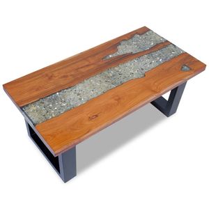 vidaXL Couchtisch Teak Harz 100x50 cm