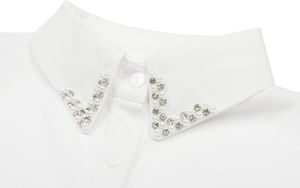 styleBREAKER Damen Blusenkragen Einsatz mit Perlen und Strass Spitzen, Kragen für Shirt und Pullover, Business Style 08020011, Farbe:Weiß