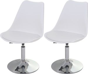 2er-Set Drehstuhl Malmö T501, Stuhl Küchenstuhl, höhenverstellbar, Kunstleder  weiß, Chromfuß