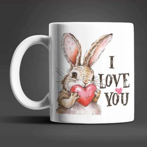 Hase Bunny I Love You Valentinstag Kaffeetasse Teetasse Tasse Geschenkidee