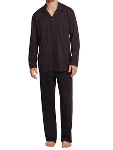 Schiesser Herren langer Pyjama Schlafanzug Lang - 160002, Größe Herren:58, Farbe:espresso