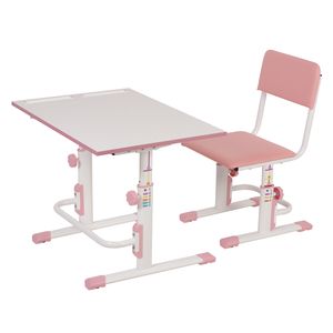 Polini Kids Schreibtisch mit Stuhl höhenverstellbar weiß-rosa, 1556.69