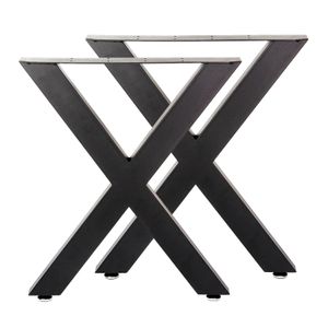 Tischkufen Tischbeine im X-Profil 72x60cm schwarz pulverbeschichtet Tischgestell Tischfüße