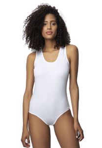 2 Stück Damen Body Schwarz oder Weiß Breite Träger Ärmelloser Bodysuit 301/250-2XL-Weiß