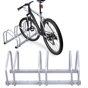 Yakimz Fahrradständer Mehrfachständer 2-6 Fach, Aufstellständer Fahrrad Ständer, Boden/Wand, 35-55 mm Reifenbreite - 3 Fahrräder, Silber