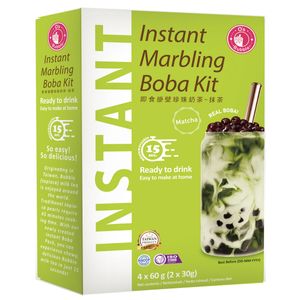 O's Bubble Instant Marbling Boba Tee Kit MATCHA (4x 60g) | Bubble Tee | Mit Tapiokaperlen und Strohhalm