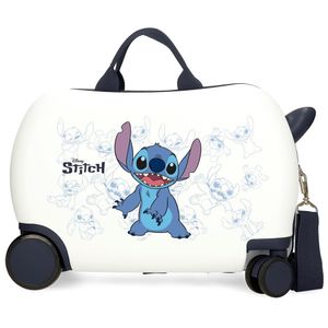 Joumma Bags Sitzkoffer Ziehkoffer Kinderkoffer Kinder Hartschalen Koffer Disney Stitch Weiß