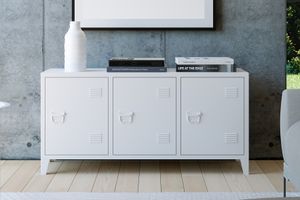 HOMEXPERTS Sideboard COLLEGE, Kommode in Spind-Optik, Breite 120 cm,TV-Board Metall weiß