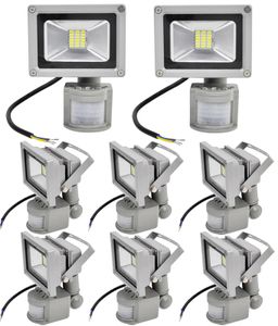 8pcs 20W LED Fluter SMD Strahler mit PIR Bewegungsmelder,Greenmigo 120° Fluter IP65 Wasserdicht Aluminiumkörper Grau Kaltweiß