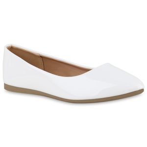 VAN HILL Damen Klassische Ballerinas Slippers Schuhe 840125, Farbe: Weiß, Größe: 38
