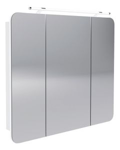FACKELMANN LED Spiegelschrank MILANO / Badschrank mit 3D Effekt / Soft-Close / Maße (B x H x T): ca. 90 x 78 x 15,5 cm / Schrank mit Spiegel & LED-   fürs Badezimmer / 3 Türen / Korpus: Weiß