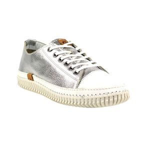 Lazy Dogz - Damen Sneaker, Leder GS727 (39 EU) (Silber)