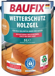 BAUFIX Wetterschutz-Holzgel lärche seidenglänzend, 5 Liter, Holzlasur BAUFIX Wetterschutz-Holzgel lärche seidenglänzend, 5 Liter, Holzlasur