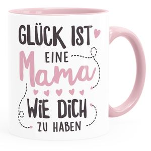 Kaffee-Tasse Geschenk Glück ist einen Papa/eine Mama wie dich zu haben Vatertag Muttertag SpecialMe® Mama inner-rosa Keramik-Tasse