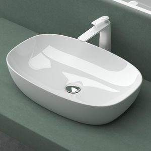 Mai & Mai® Aufsatzwaschbecken Waschschale Waschbecken aus Keramik Weiß mit Nano-Beschichtung/Lotus-Effekt BTH: 70x37x13,5cm Brüssel104